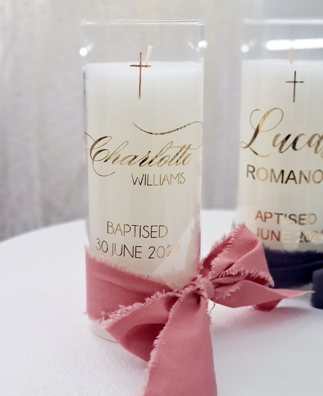 Glass Baptism Christening Candle