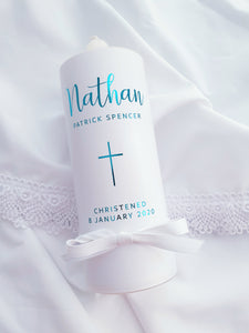 "Nathan" Baptism Christening Candle