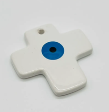 Load image into Gallery viewer, Ceramic Cross with Evil Eye bombonniere