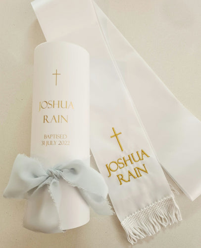 Boys Baptism Candle & Stole Combo